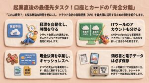 図解：起業直後の最優先タスクである事業用口座とクレジットカードの完全分離のメリット